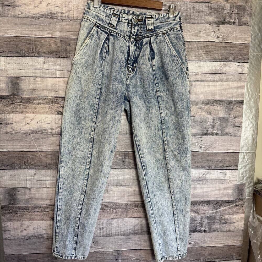 Vtg 80s 90s Jordache Vieni High Waist Pleated Acid Wash Mom Jeans 12